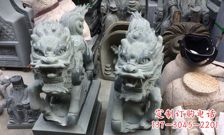 湖南大理石立式麒麟门口镇宅石雕