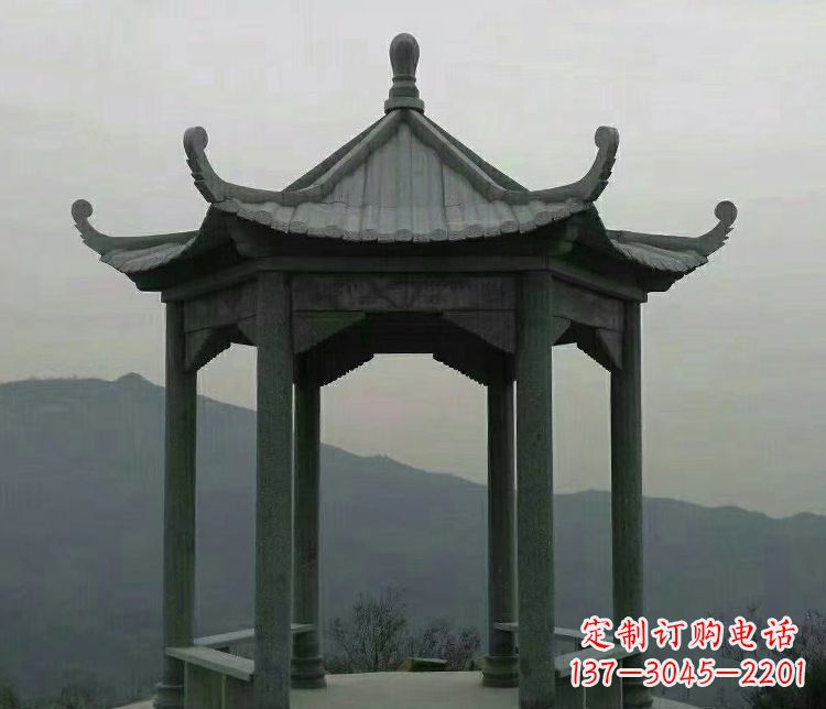 湖南大理石凉亭景区六角石雕
