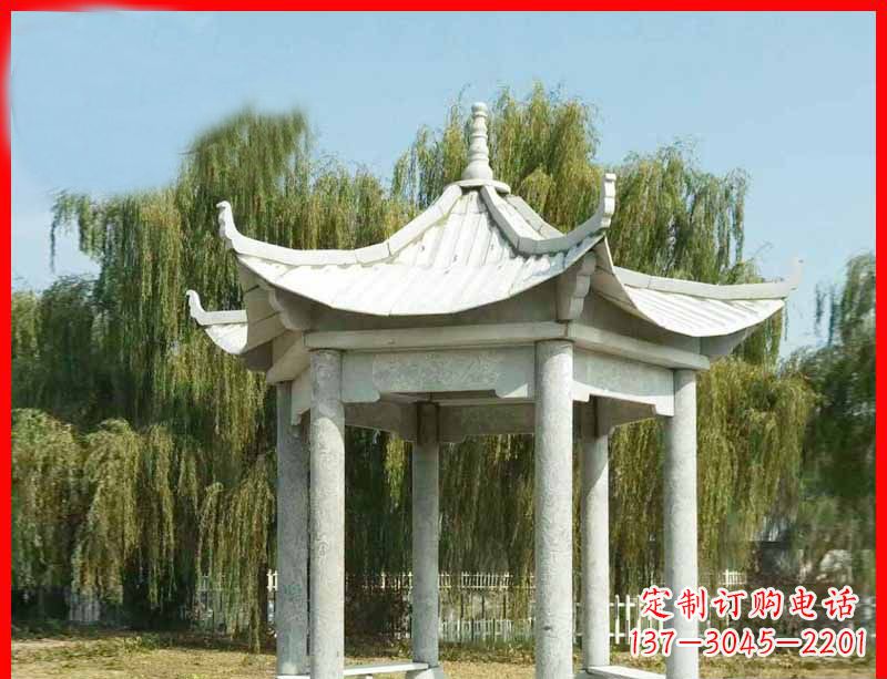 湖南大理石六角凉亭公园石雕 (3)