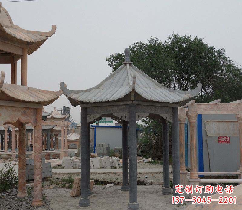 湖南大理石六角凉亭公园石雕 (2)
