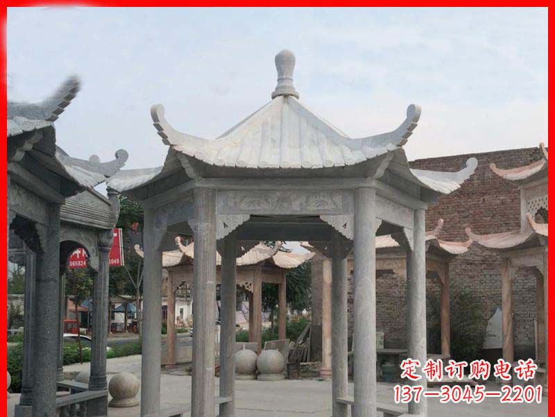 湖南大理石六角凉亭公园石雕