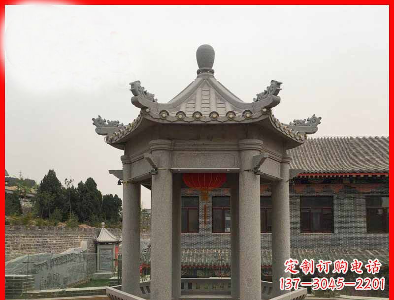 湖南大理石六角凉亭公园石雕 (4)