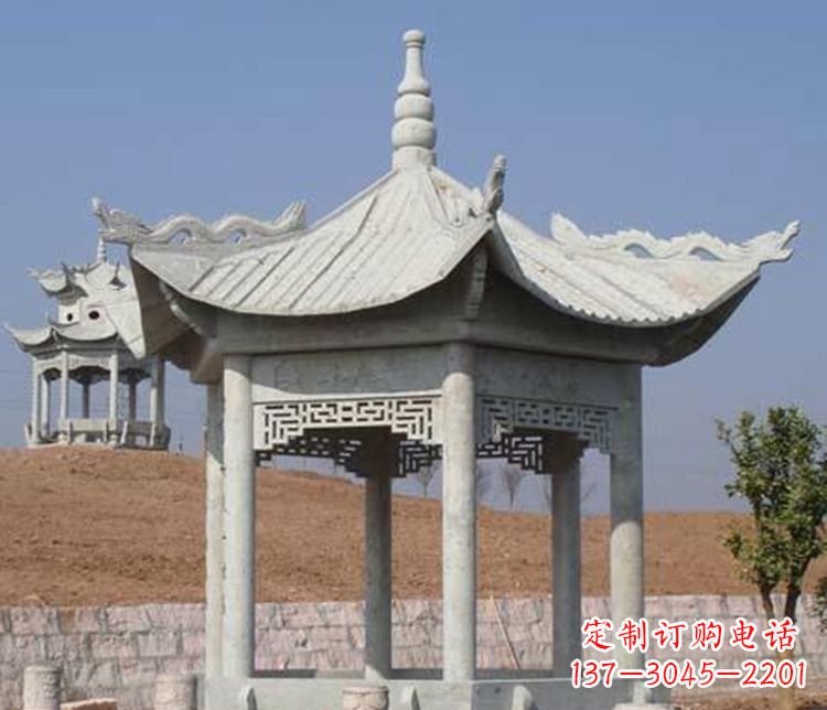 湖南大理石六角凉亭石雕 (3)