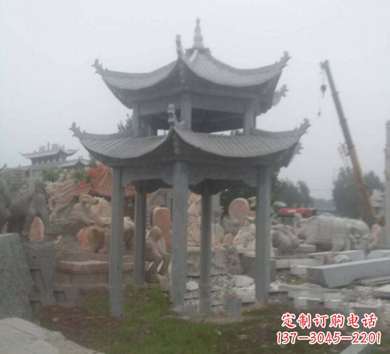 湖南大理石六角凉亭石雕
