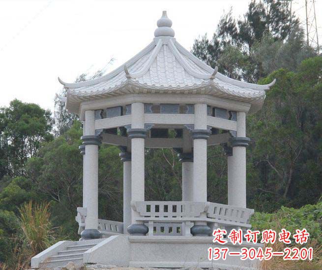 湖南大理石六角石雕凉亭