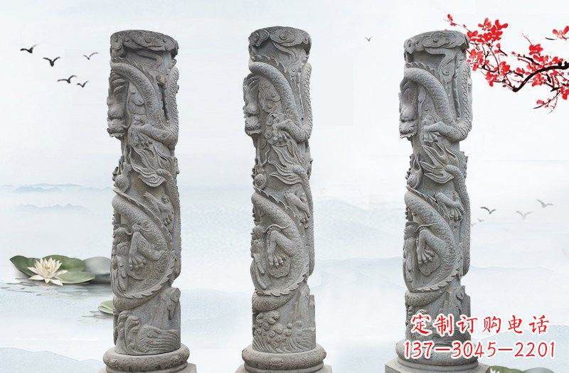 湖南大理石龙柱雕塑