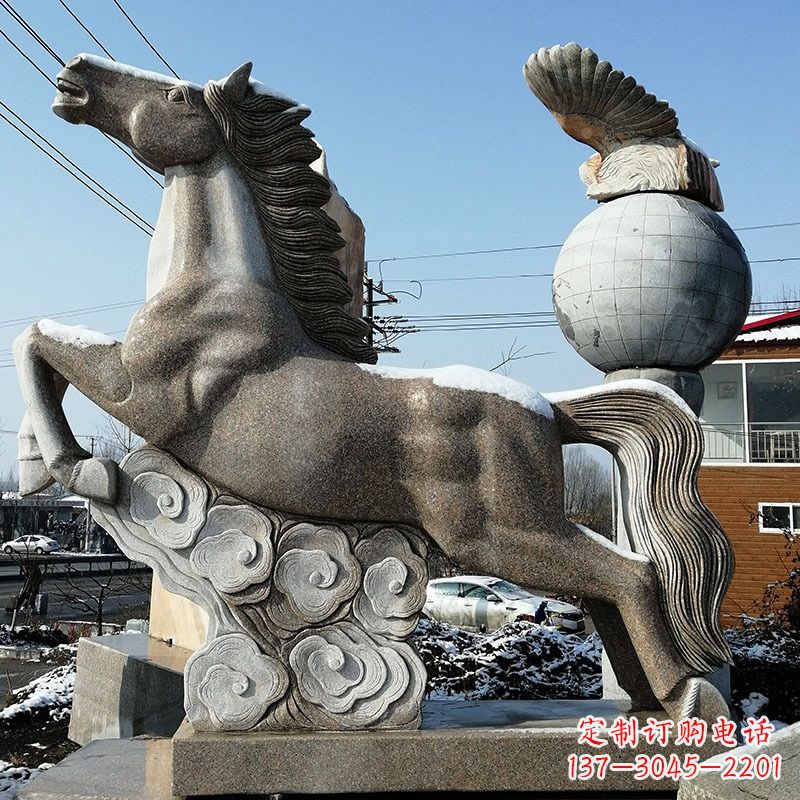 湖南大理石马踏祥云雕塑