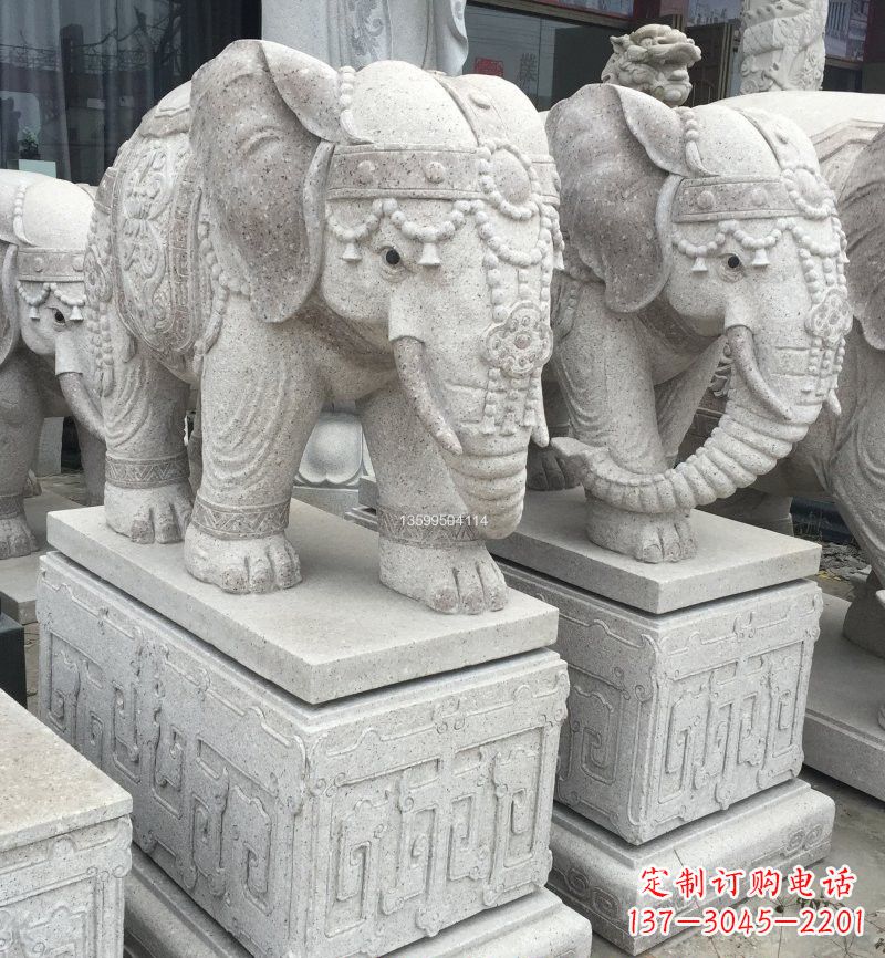 湖南精美绝伦的大理石门口大象雕塑