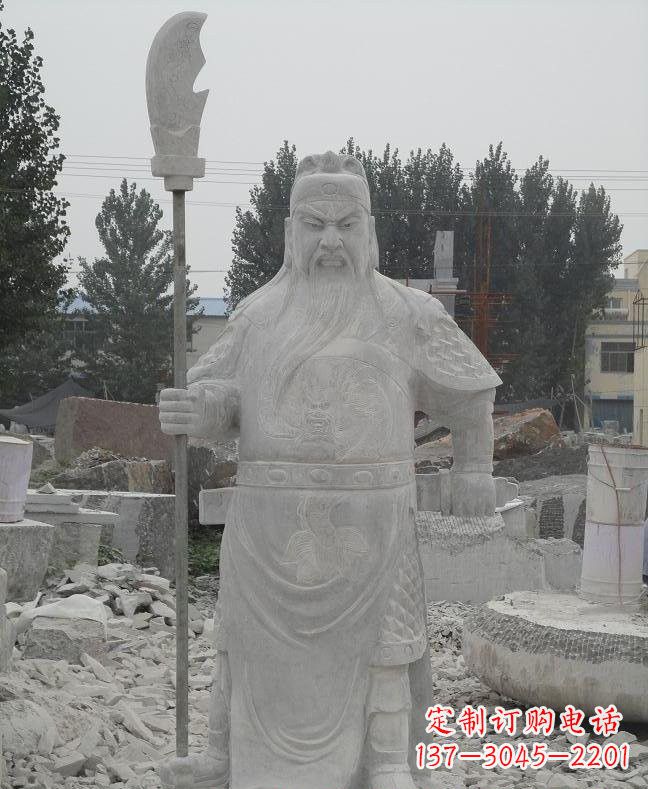 湖南大理石拿刀关公雕塑