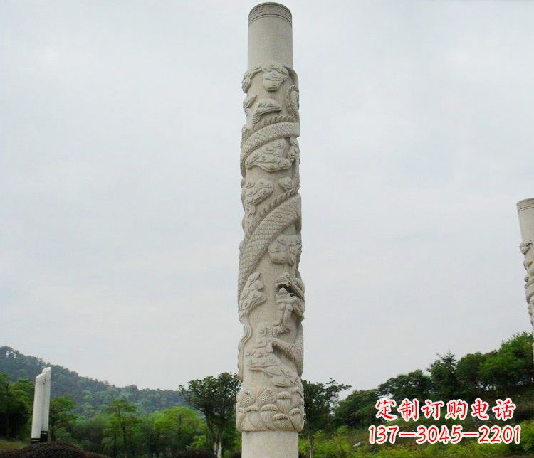湖南大理石盘龙柱雕塑