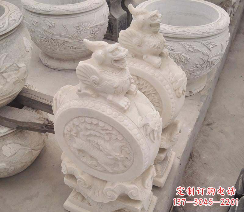 湖南大理石貔貅抱鼓石雕塑