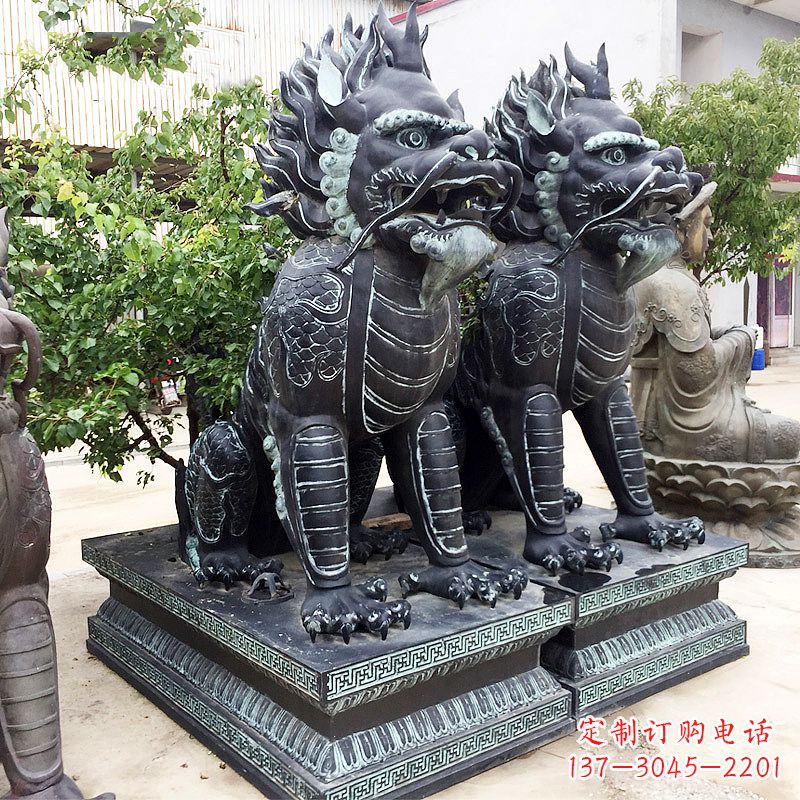 湖南象征威严的大理石麒麟雕塑