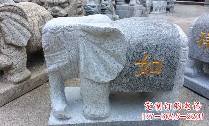 湖南精美大理石石象雕塑