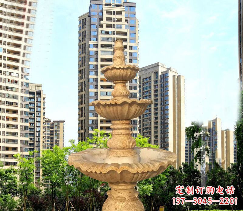 湖南大理石三层喷泉公园石雕 (2)