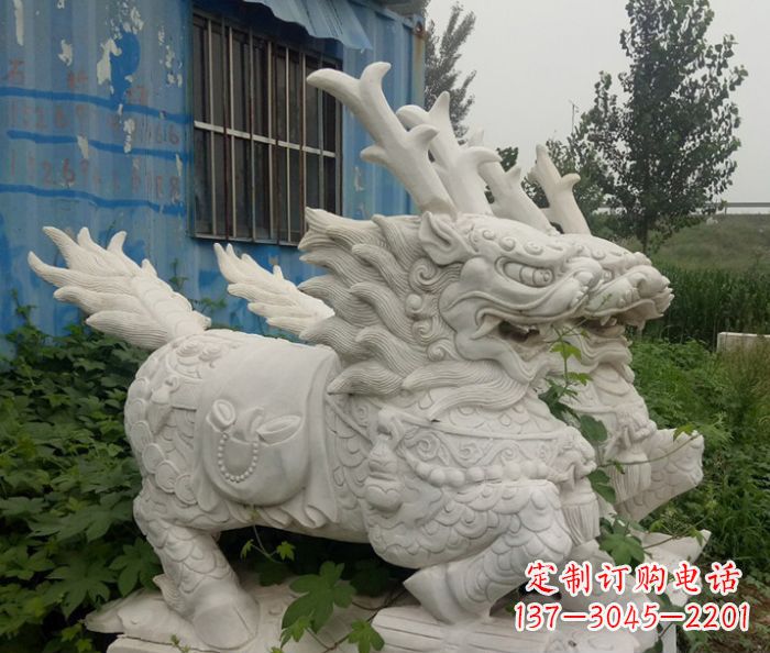 湖南精美的大理石麒麟雕塑