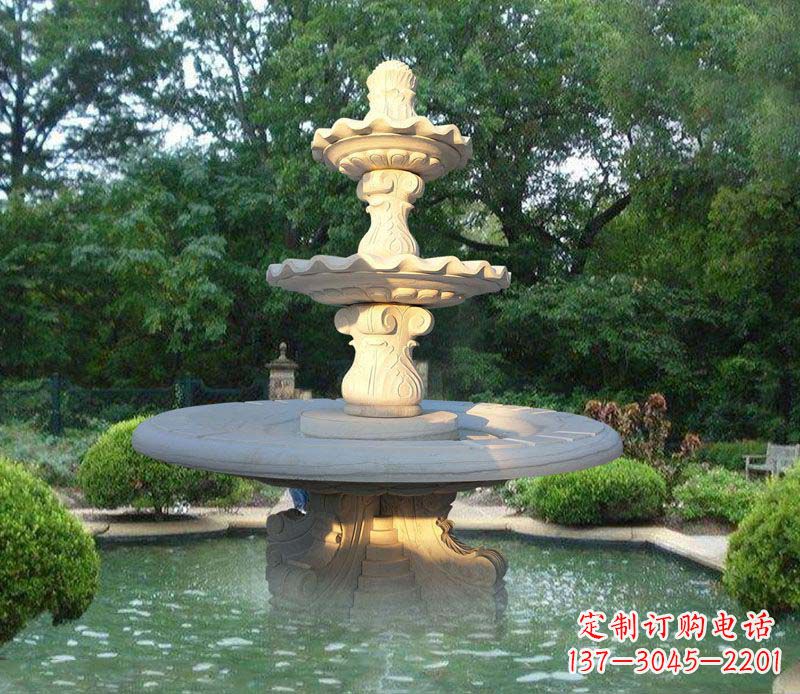 湖南大理石三层喷泉雕塑
