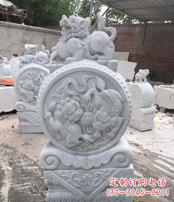 湖南大理石狮子抱鼓石雕塑