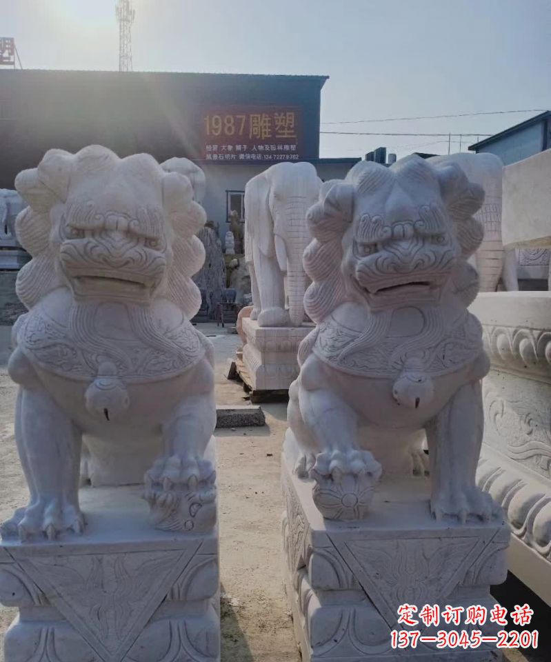 湖南大理石狮子雕塑,象征威严