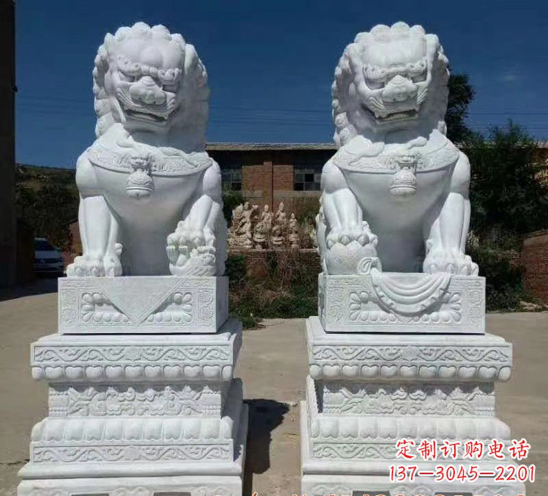 湖南大理石狮子石雕,雕塑定制精美狮子