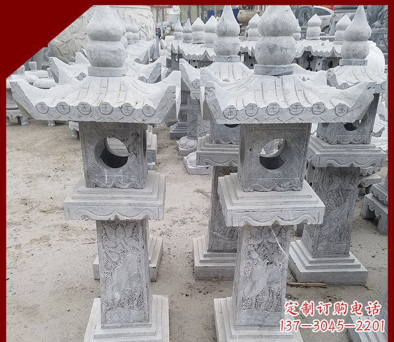 湖南大理石石灯笼寺庙石雕 (2)