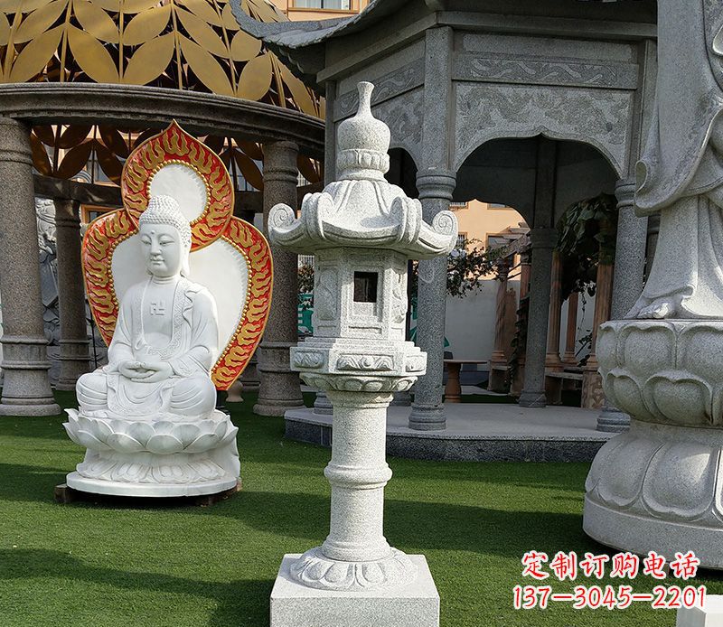 湖南独特的大理石石灯笼寺庙石雕