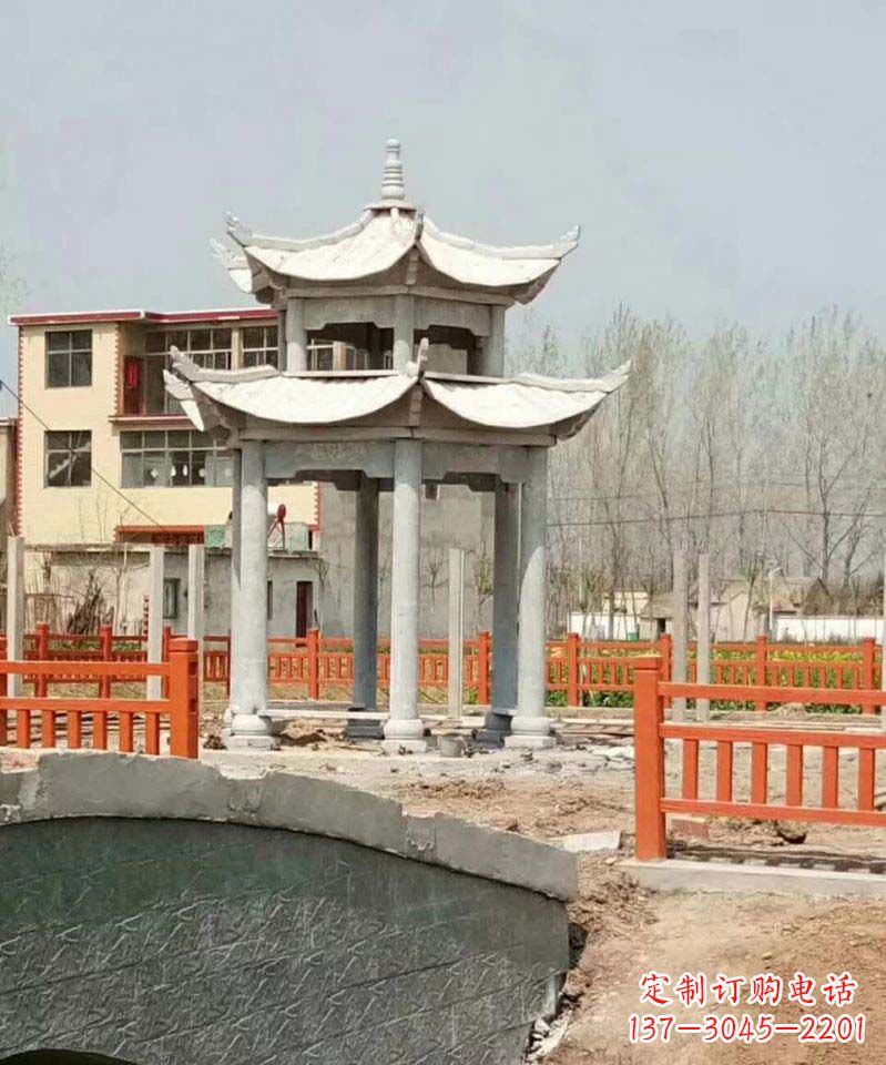 湖南大理石双层凉亭雕塑