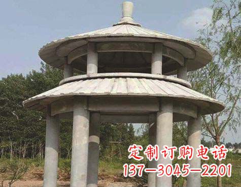 湖南大理石双层圆顶凉亭石雕