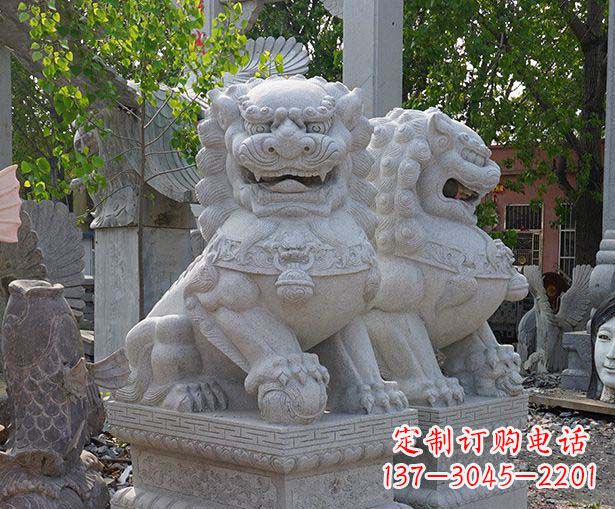 湖南大理石寺庙石狮子