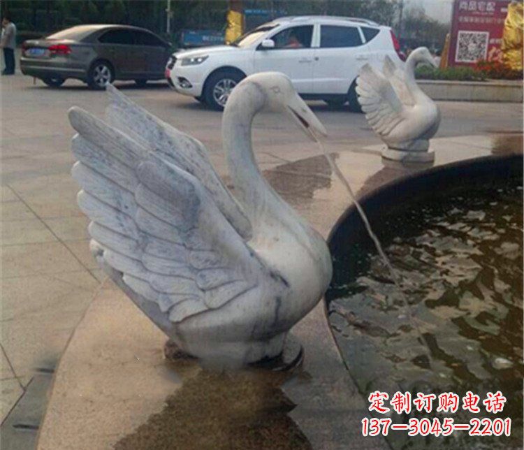 湖南大理石天鹅喷泉石雕