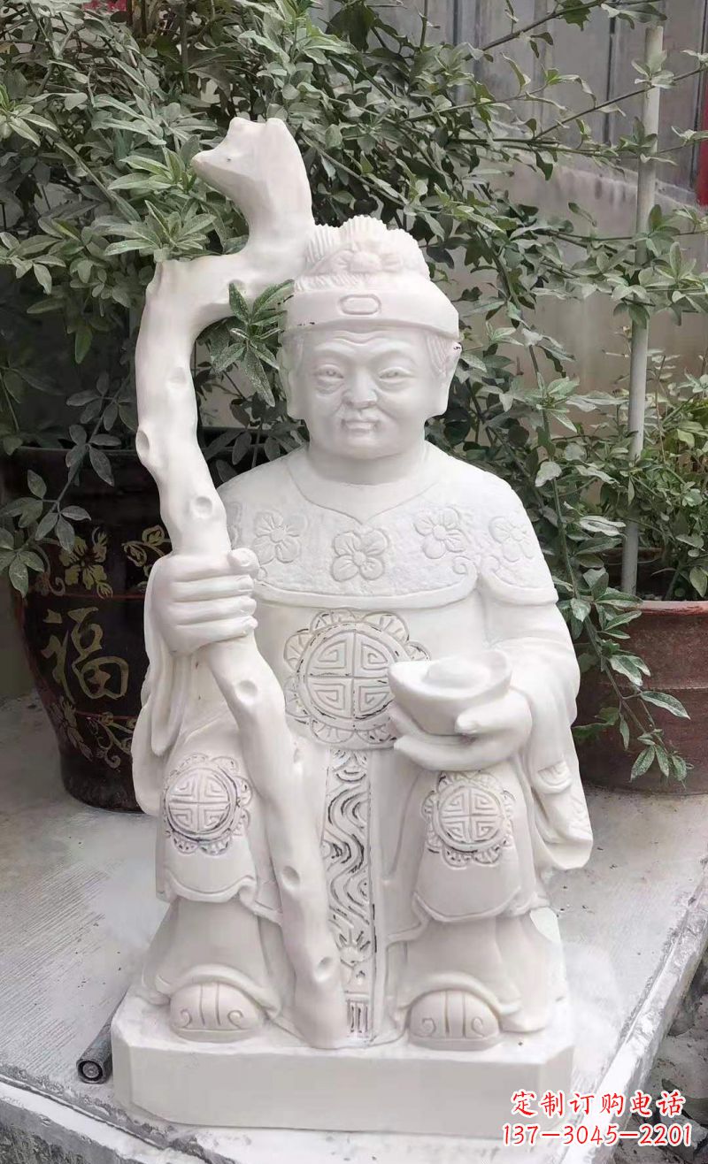 湖南大理石土地公土地婆雕塑寺庙神像石雕