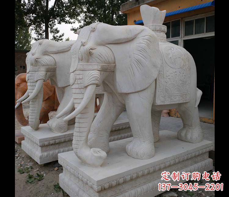 湖南大理石大象雕塑,招财进宝