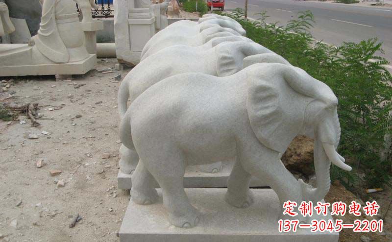 湖南大理石小象公园动物石雕