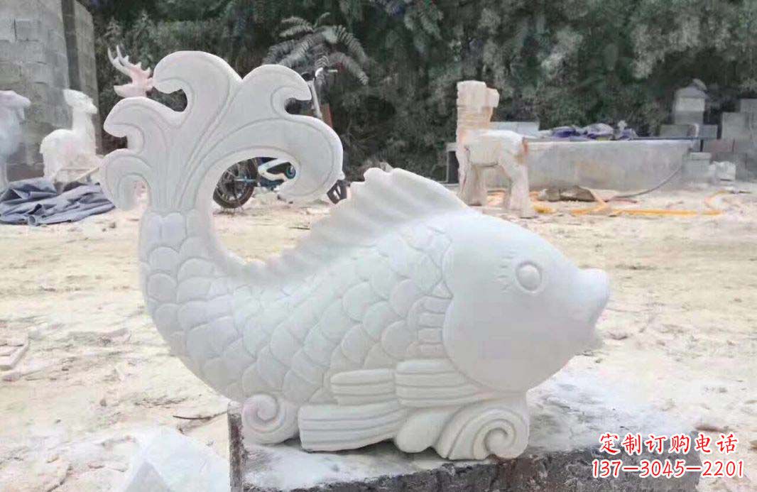 湖南大理石鱼喷泉雕塑装置