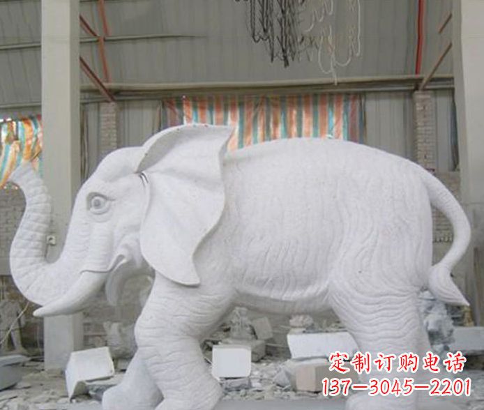 湖南象征财富的大理石招财大象雕塑