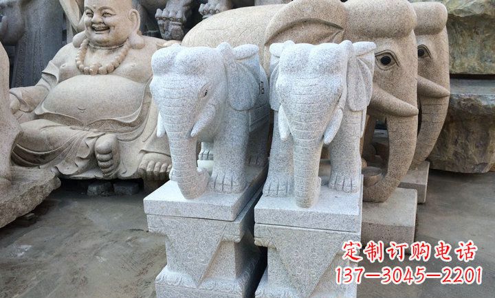 湖南大理石招财进宝门口大象石雕