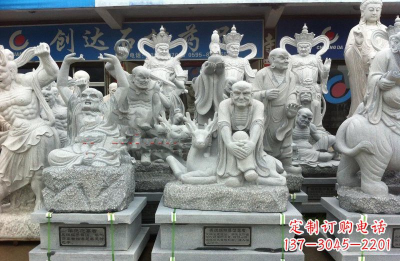 湖南大理石坐式罗汉禅修雕塑