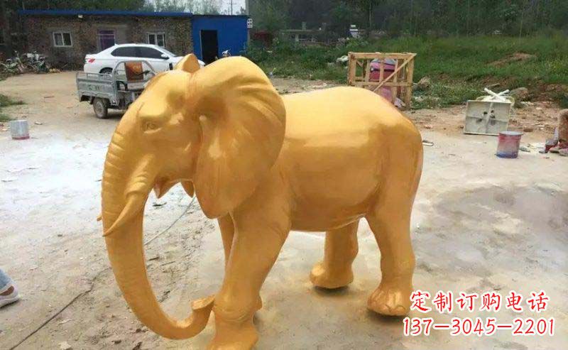 湖南精美的大象玻璃钢仿铜雕塑