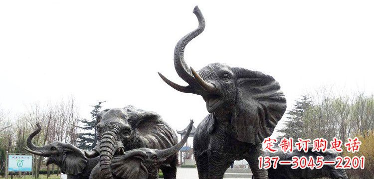 湖南大象群铜雕景观