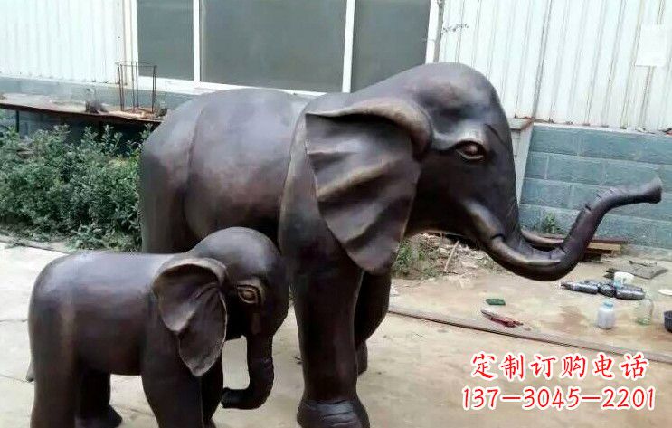 湖南浓情母子情·大象铜雕塑