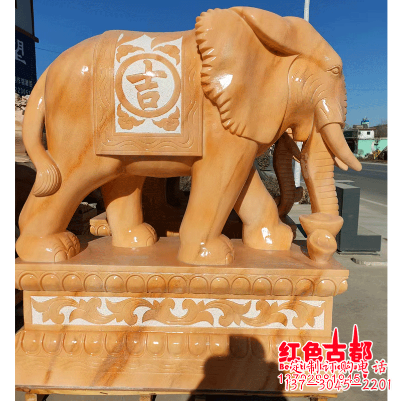 湖南大象头影背墙石雕