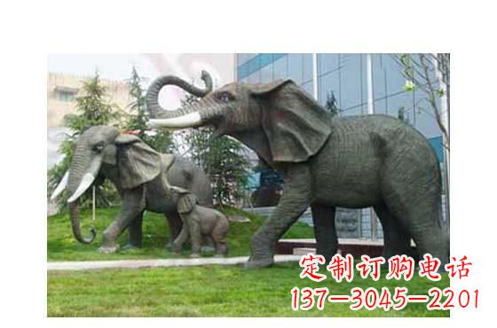 湖南精美铜雕大象一家三口