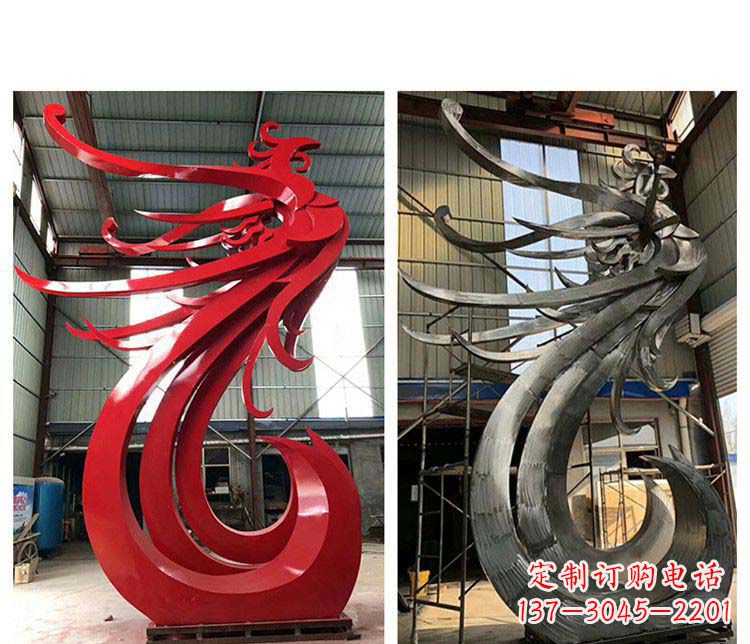 湖南优雅凤凰不锈钢摆件雕塑