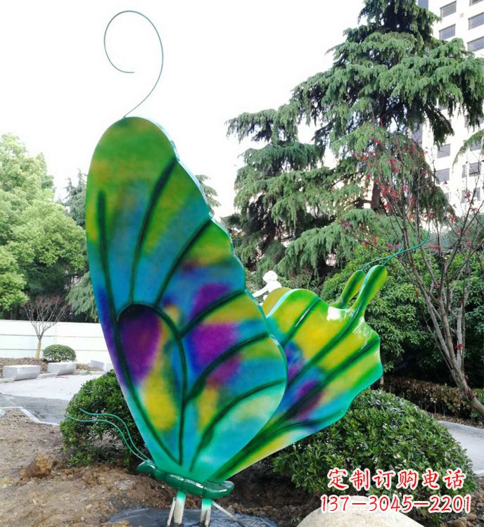 湖南大型不锈钢蝴蝶雕塑,仿真昆虫城市广场景观摆件_