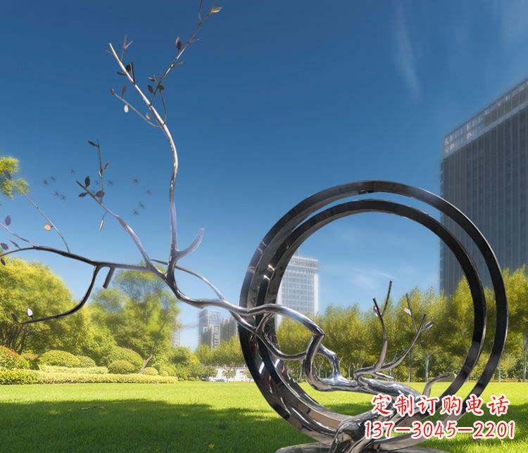 湖南大型不锈钢圆环景观雕塑