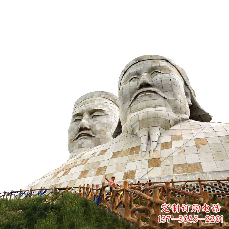 湖南大型成吉思汗石雕头像景观雕塑-景区景点历史名人景观雕像