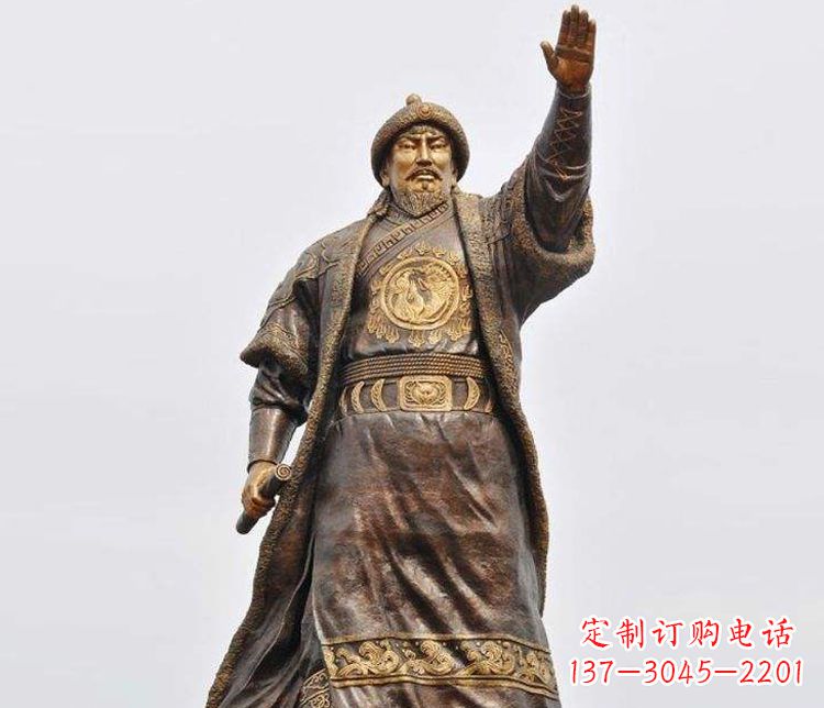 湖南传承历史的风采成吉思汗铜雕