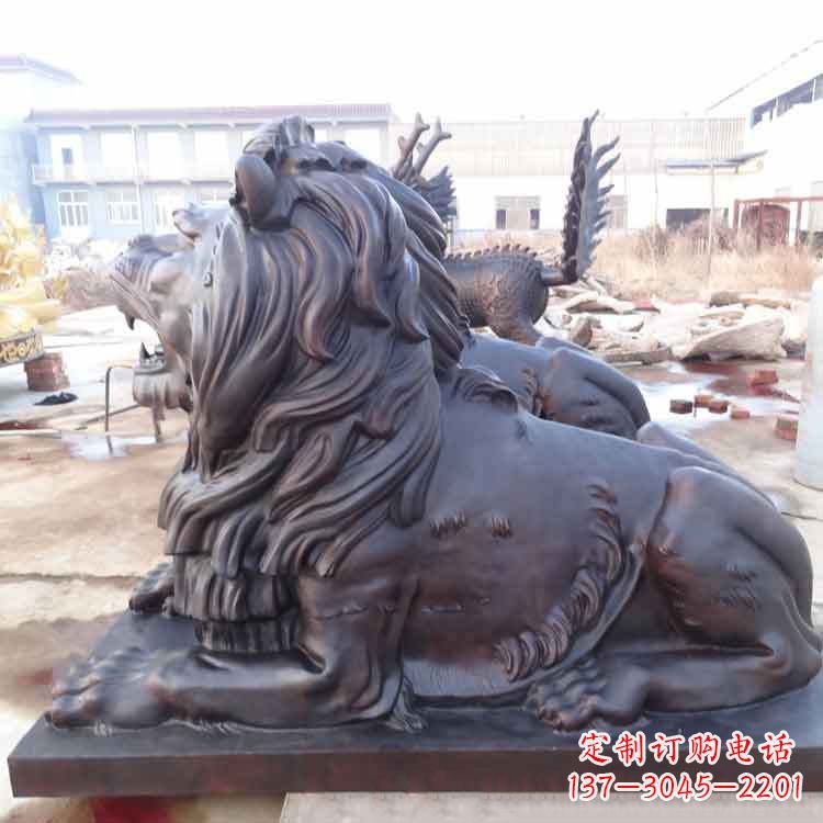 湖南大型纯铜港币狮子动物雕塑