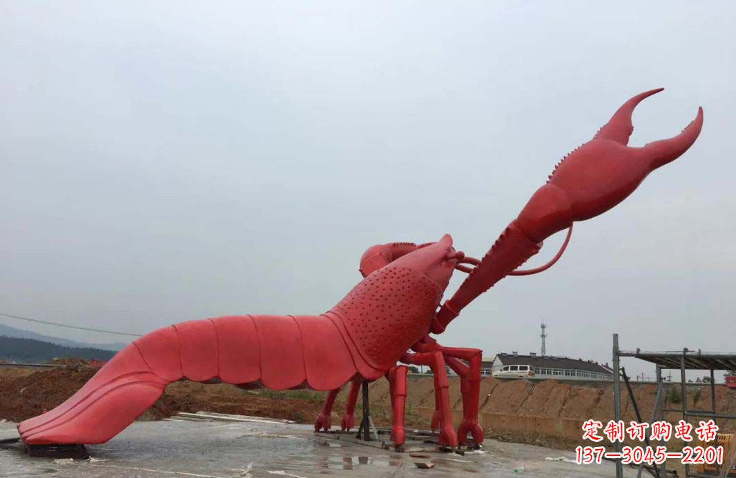 湖南大型广场不锈钢龙虾雕塑