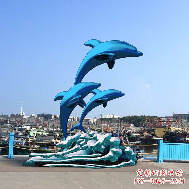 湖南精美玻璃钢海豚雕塑