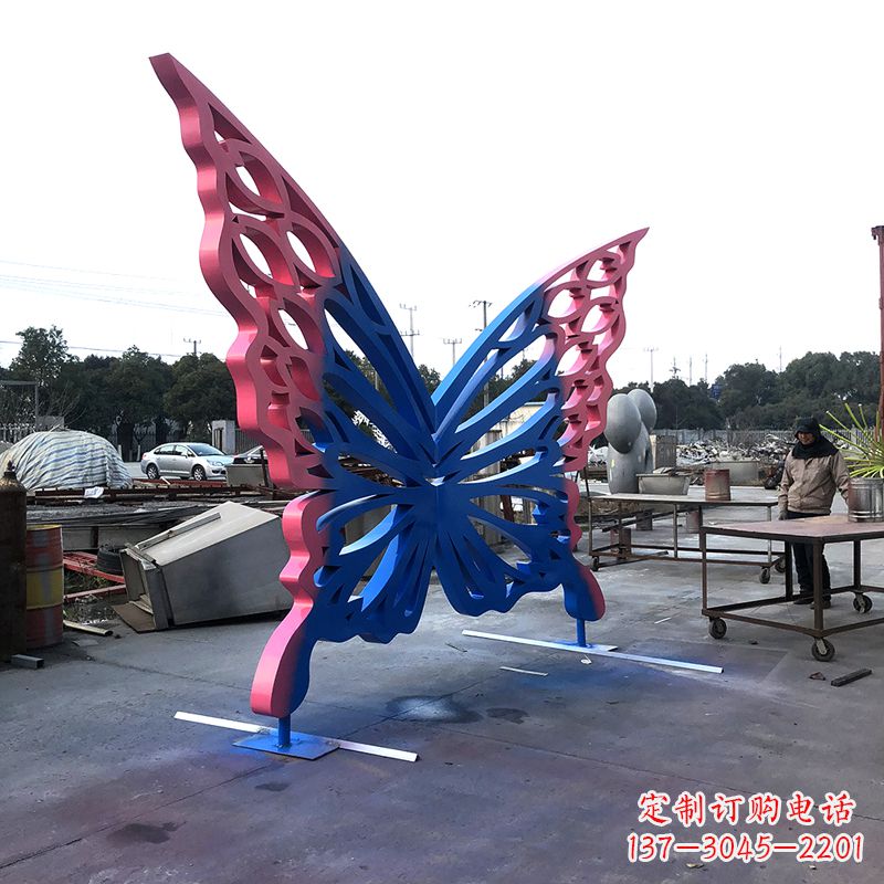 湖南大型蝴蝶不锈钢喷漆雕塑